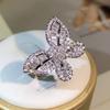Sterling Silver Exquisite Big Butterfly White Zircon Ring Full Of Diamonds For Ladies Jewelry Party Wedding Birthday Gift