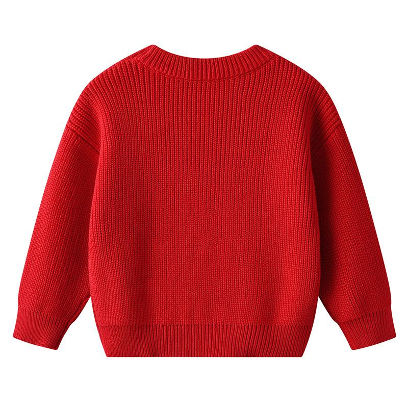 Autumn and Winter Hand-embroidered Colorful Baby and Infant Base Knitted Sweater Children's Sweater