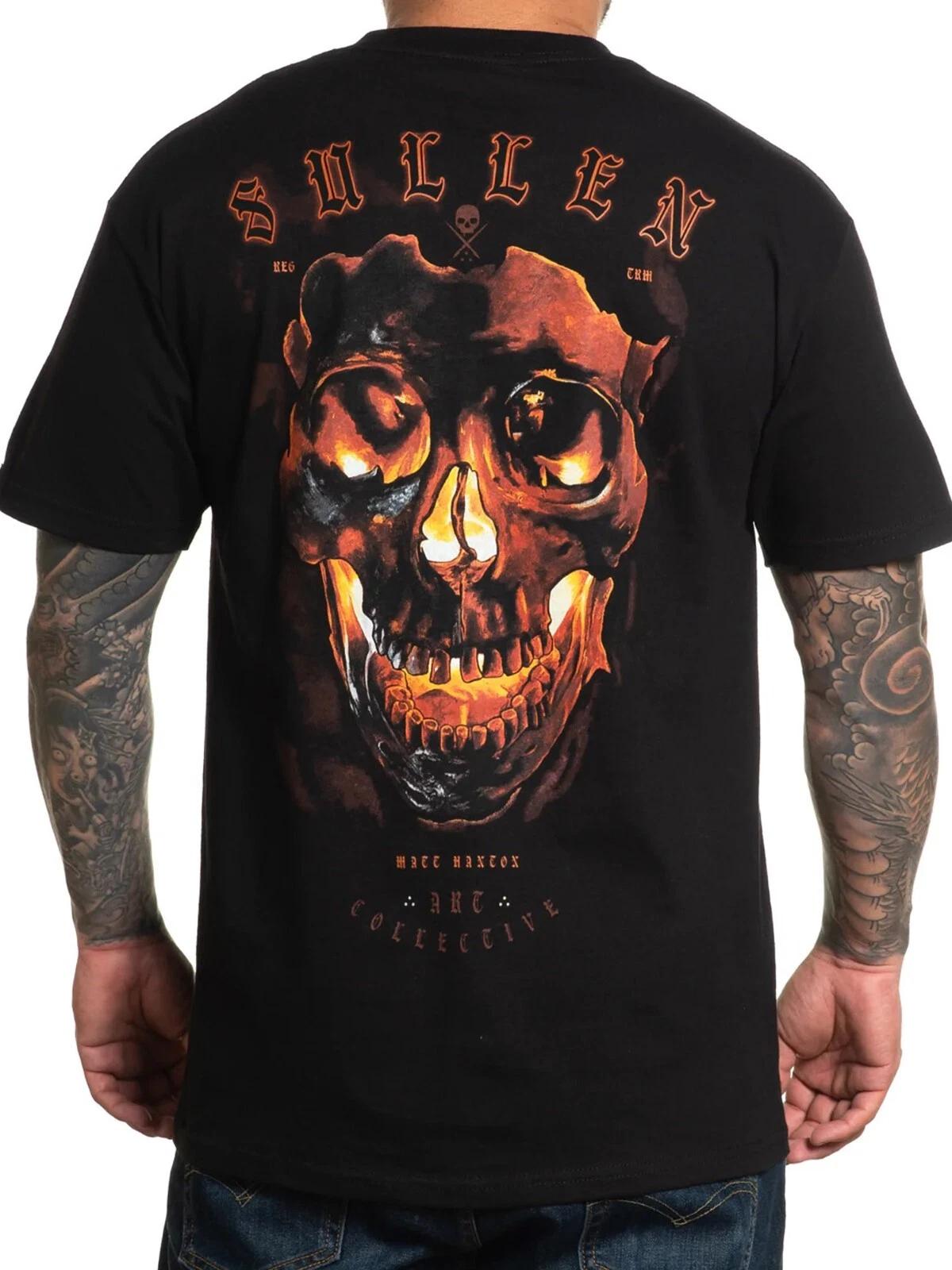 

Sullen Men s Hanton Short Sleeve Standard T-shirt Tattoo Jack O Lantern Tee L