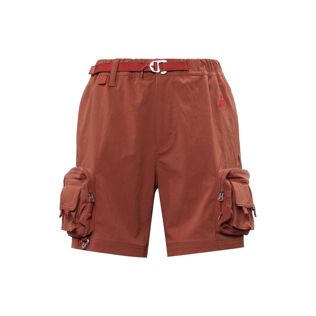 Nike ACG Series Embroidered Logo Drawstring Waterproof Multi-Pocket Casual Shorts Men Bottoms Stone-Red DH8348-670