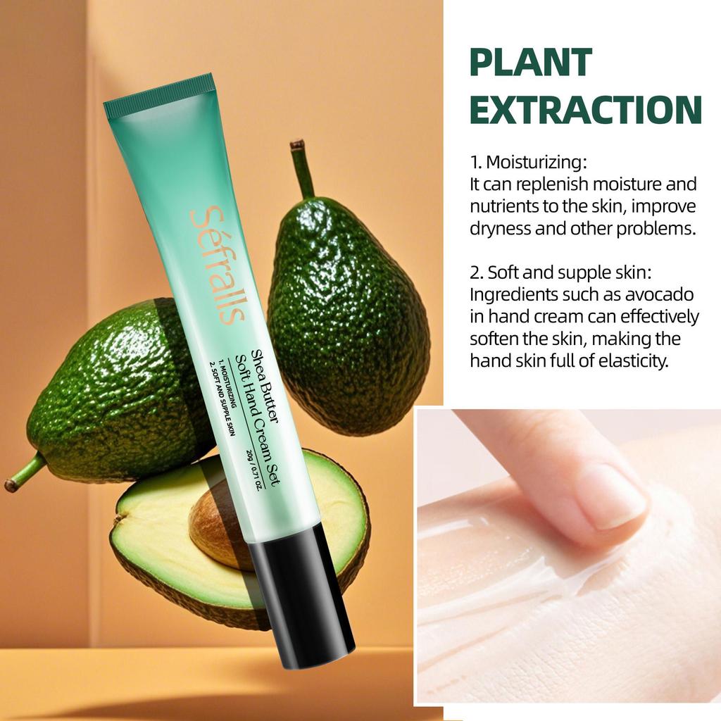 Sefralls Set di creme per le mani al burro di karité 20 g*5 pz/set, crema per la cura delle mani idratante, non irritante e confortevole, che previene la secchezza delle mani