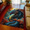 1PC Blue Dragon Coiled In Forest Print Carpet Rug for Living Room Bedroom Sofa Doormat Home Decor Non-slip Floor Mat