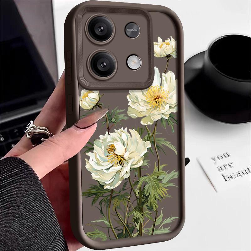 White Flower Pattern Case For Xiaomi Redmi Note 14 4G 13 Pro Plus Note 13 12 14 Pro 5G 11S 13C Soft TPU Silicone Phone Cover