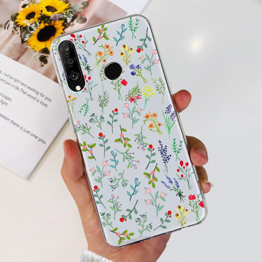 For Huawei P30 Lite Case 2020 Fashion Flower Bumper Soft Silicone Clear Cover For Huawei P30 Lite Pro Fundas P 30 P30Lite Hoesje