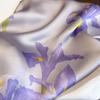 Printed Silk Scarf | Women's Square Scarf with Purple Floral Patterns Elegant Decorative Little Neckerchief Silky-Smooth Texture