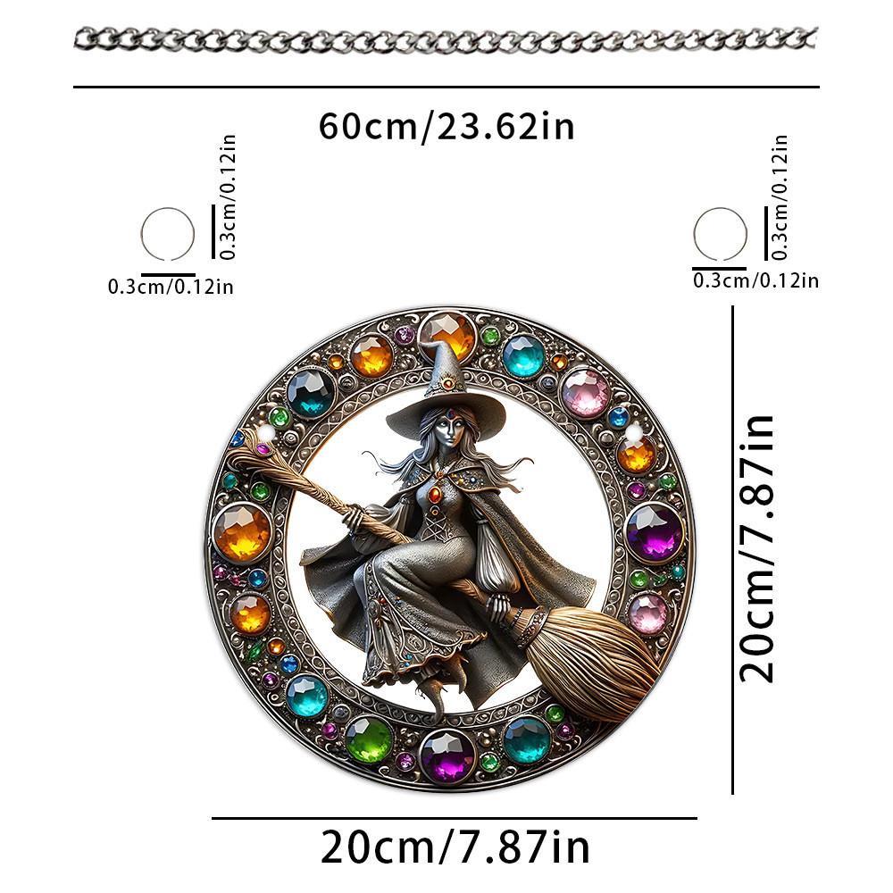 

Whimsical Magic Gem Witch Cartoon Acrylic Keychain Round Disc With Cute Bear And Pig Designs