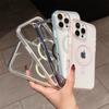 Luxury Transparent Magsafe Phone Case For iPhone 16 15 14 13 12 11 Pro Max Plus Clear Magnetic Bumper Back Cases Cover