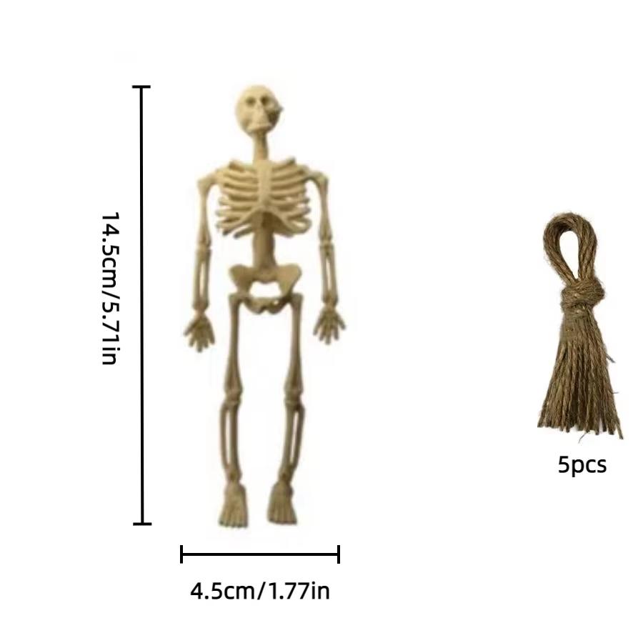 5pcs Mini keletons for Halloween Decor, 5.7" Small Skeleton Halloween Decoration for Haunted House Accessories Party Favors