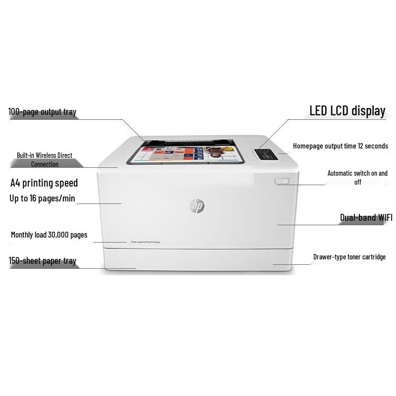 HP Color LaserJet Pro M154nw A4 Color Laser Printer CN Plug (adapter Included)