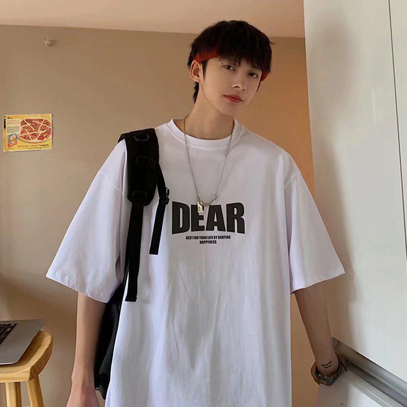 

Мужская футболка с коротким рукавом в стиле Гонконга с литературным принтом – Повседневная, Модная, Универсальная 5XL белый