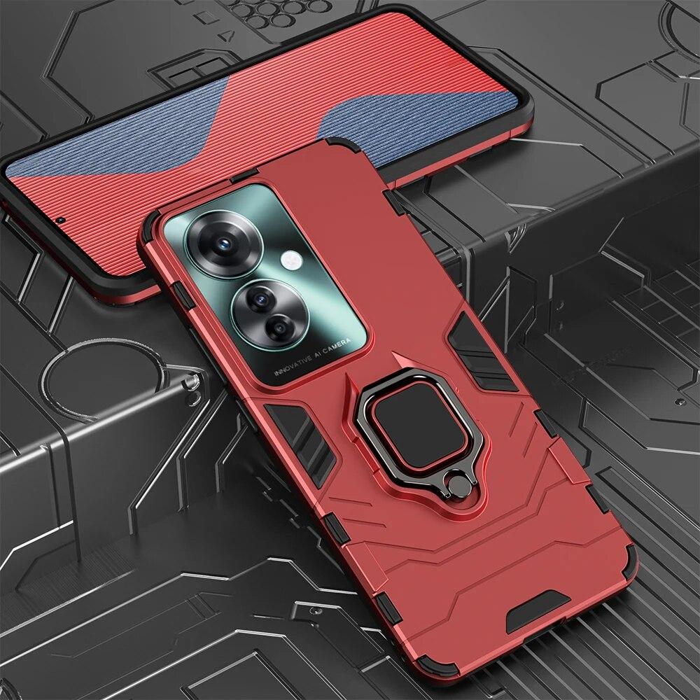 

Противоударный защитный чехол KEYSION для OPPO Reno11 F 5G A79 5G, силиконовый + ПК с металлическим кольцом-подставкой, чехол для телефона для OPPO Reno 11F F25 Pro 5G for OPPO Reno11 F 5G красный