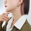 18K Gold-Plated Zircon C-Shaped Geometric Earrings in Titanium Steel