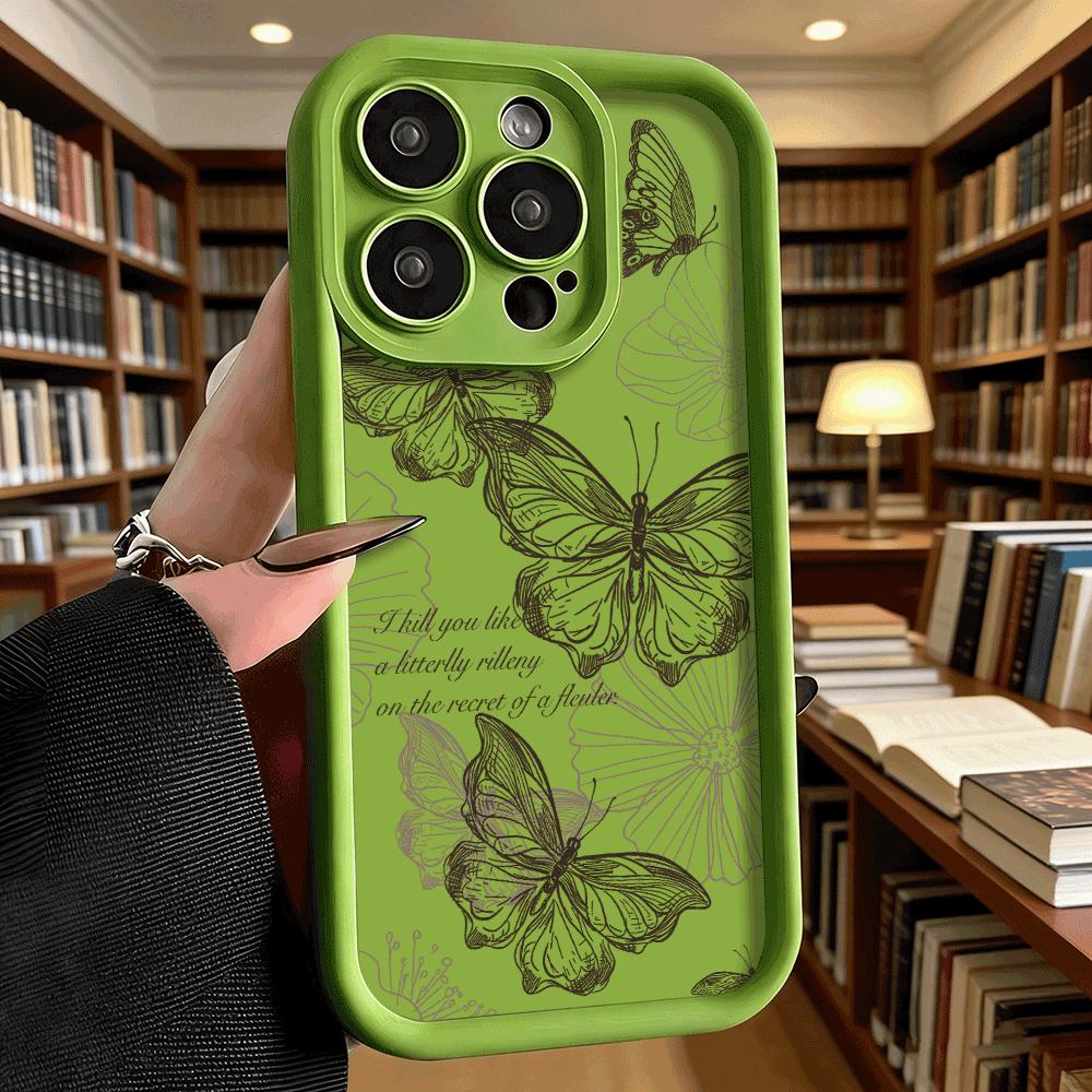 Vintage Butterfly Sketch with Quote Soft TPU Phone Case for iPhone 17 16 15 14 13 12 11 Pro Max Plus Shockproof Anti-Slip Cover