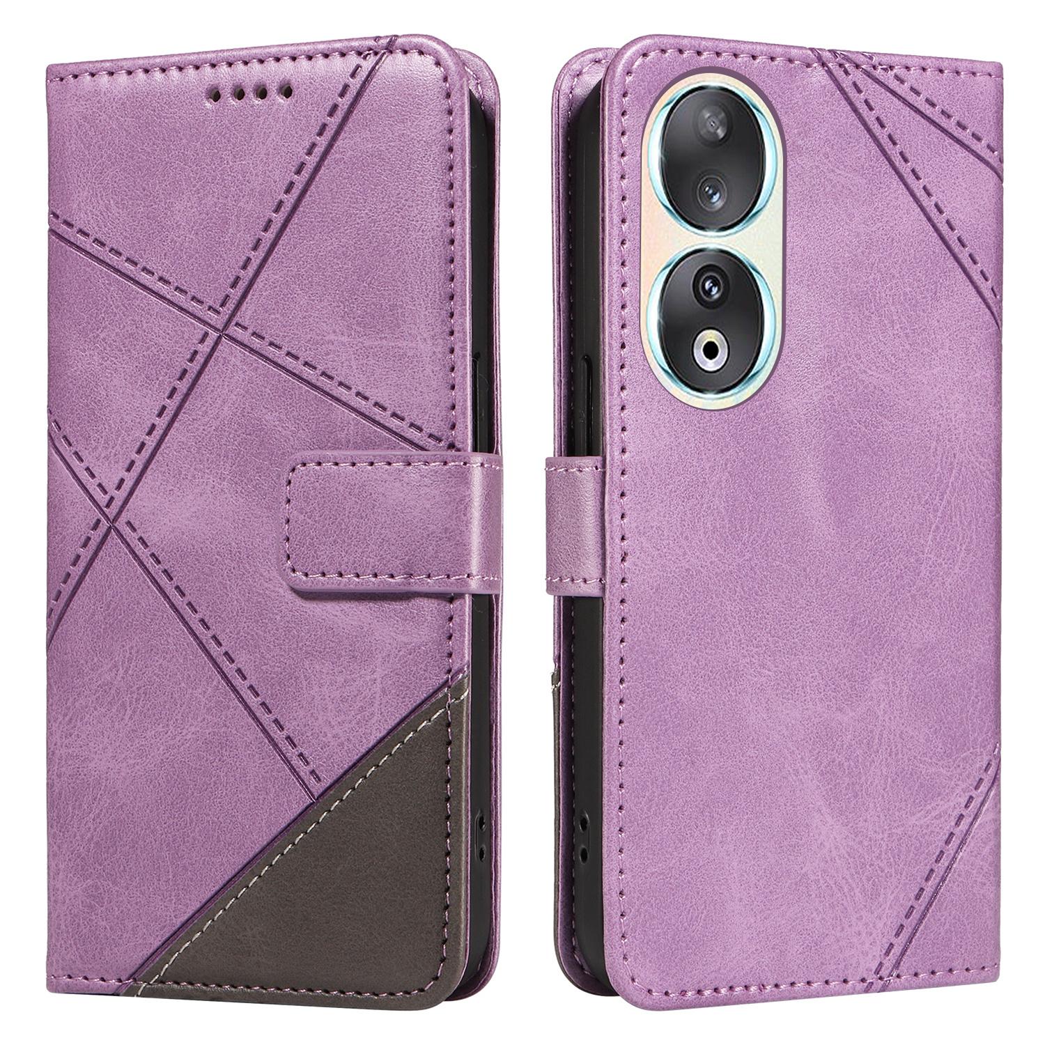 

For Honor 90 Case Wallet Geometric Line Leather Phone Cover Bookstyle Folding Stand E