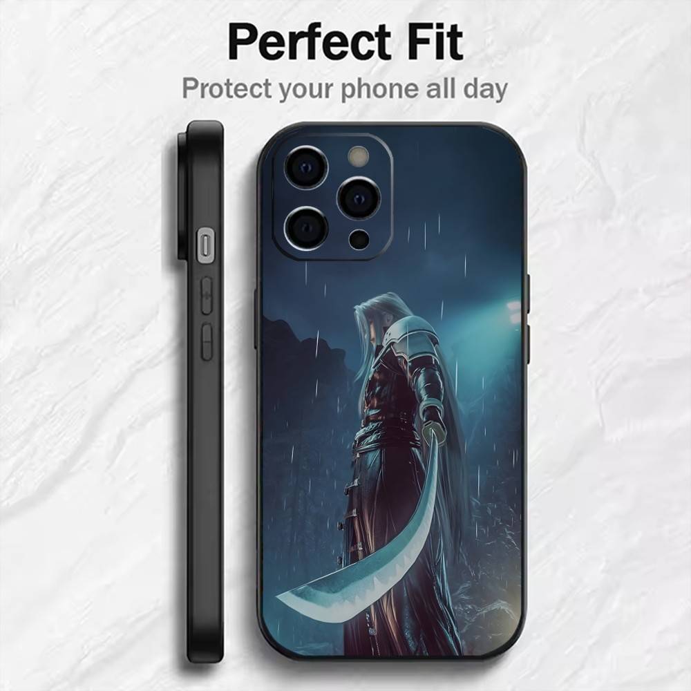 

FF7 Game F-Final F-Fantasy Phone Case For iPhone17,16,15,14,13,12 Plus,Max Soft Silicone Black Cover iPhone17PRO