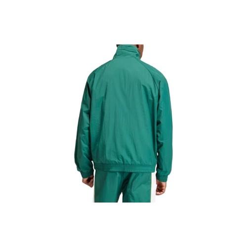 adidas Originals Men's Green Stand Collar Short Zip-Up Long-Sleeve Windbreaker