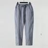Solid Color Linen Pants Men's Loose Linen Casual 9 Points Pants Spring Summer Home Straight Soft Comfortable Trousers