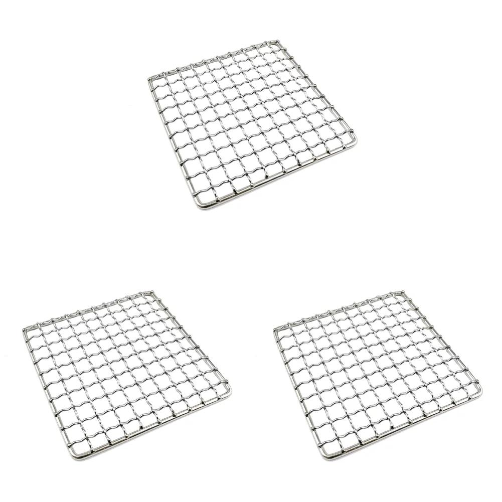 Stainless Steel Camping Grill Grate Mesh Pads Square Round Grilling Net Fire Cooking Outdoor Activities Traveling Picnic BBQ Pad