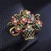 Vintage Colored Rhinestone Flower Brooch Wedding Party Banquet Casual Jewelry Gift Basket Brooches Women Beauty Sparkling Flower