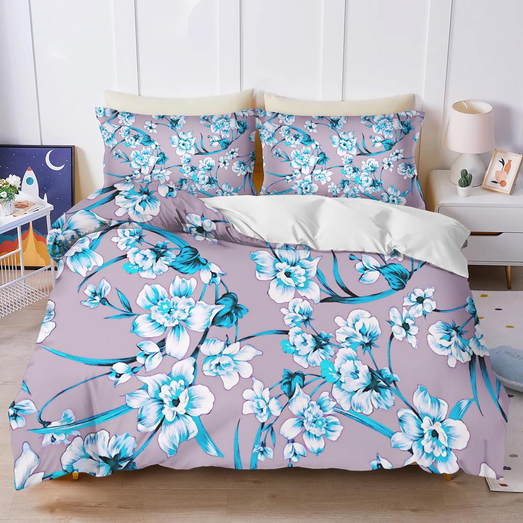 Pflanze Niedliche Blumen Bettbezug Floral Zuhause Kissenbezug Set Schlafzimmer für Erwachsene 203X228Cm Größe Kinder Bettdecke Bettwäsche
