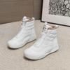2025 Winter Genuine Leather Shoes Women Snow Boots Non-slip Height Increasing 4.5cm Warm Women Ankle Boots Black White