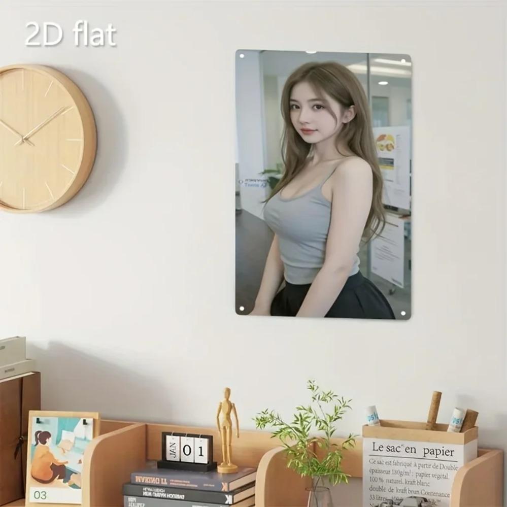 Metal Wall Art Minimalist Female Portrait Iron Plate Decor for Home Office Modern Sign Easy Hang Christmas Gift