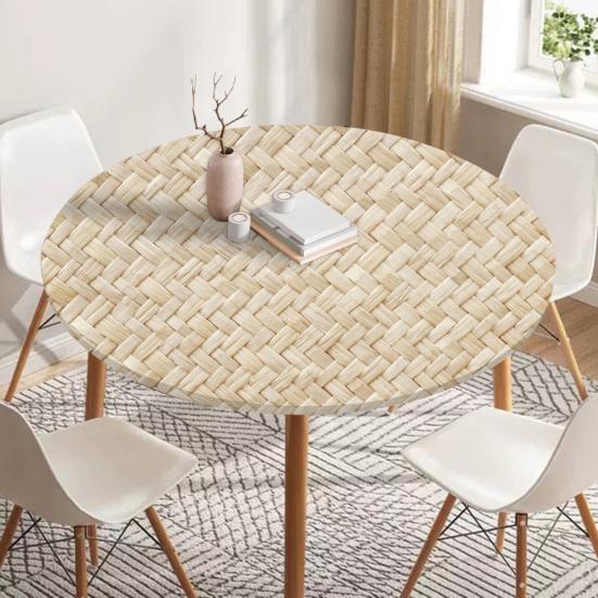 Round Table Cover 47.24" Washable Tablecloth with Elastic Edge 3D Stain-Resistant Table