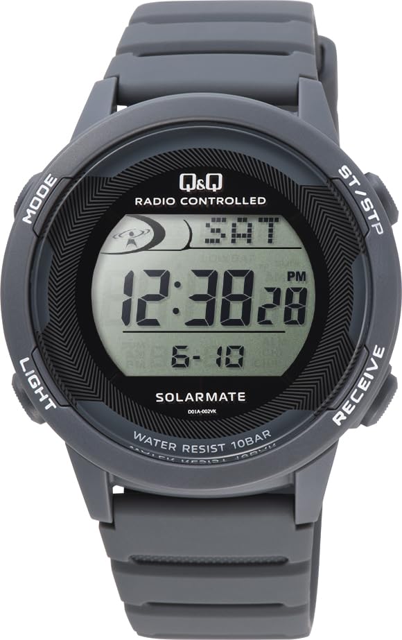 

Citizen Q&Q D01A Digital Wristwatch, Radio, Solar, Waterproof, Date, Urethane Strap, navy, watch