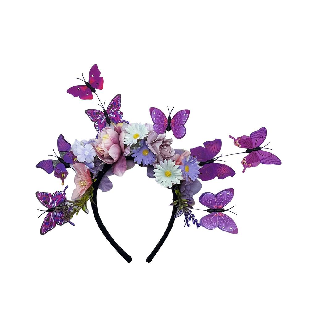 Handcraft Butterfly Flower Hairhoop Fascinator Headband For Adult Music Festival Costume Event Theme Parties Wear