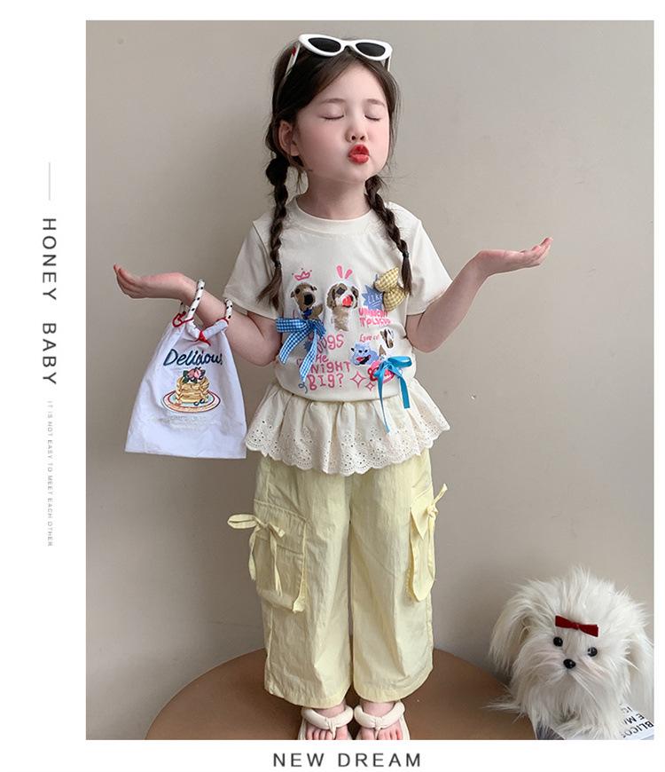 2026 Stylish Girls' Summer Set: Baby T-shirt & Cargo Pants Two-Piece Outfit