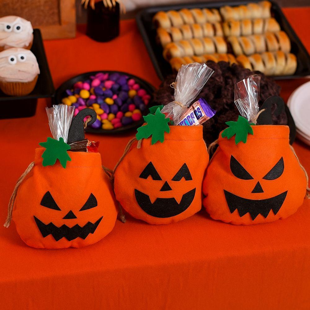 Portable Halloween Pumpkin Bag Drawstring Candy Bag Pumpkin Buckets Gift Bag  Holiday Party Decor