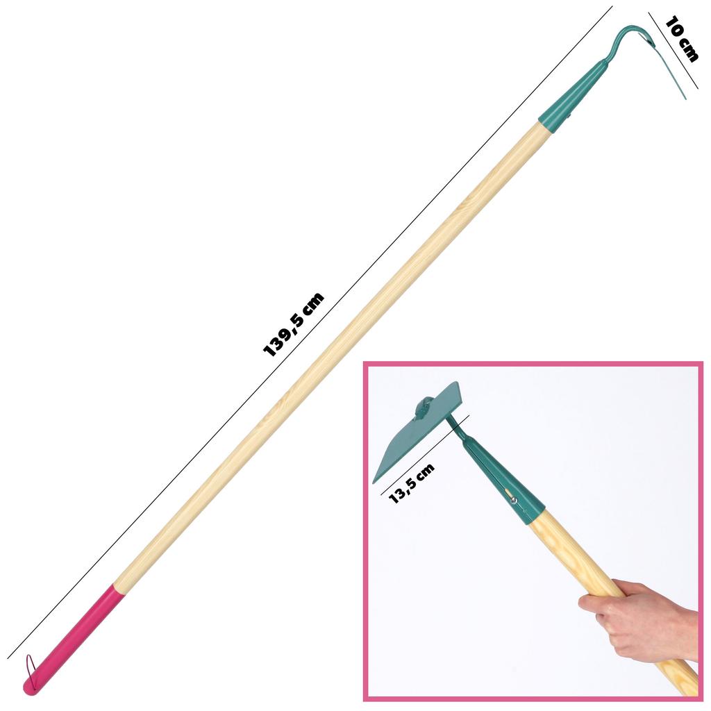 KADAX Zestaw Narzędzi Ogrodowych Szpadel Grabie Motyczka + Rękawice Damskie