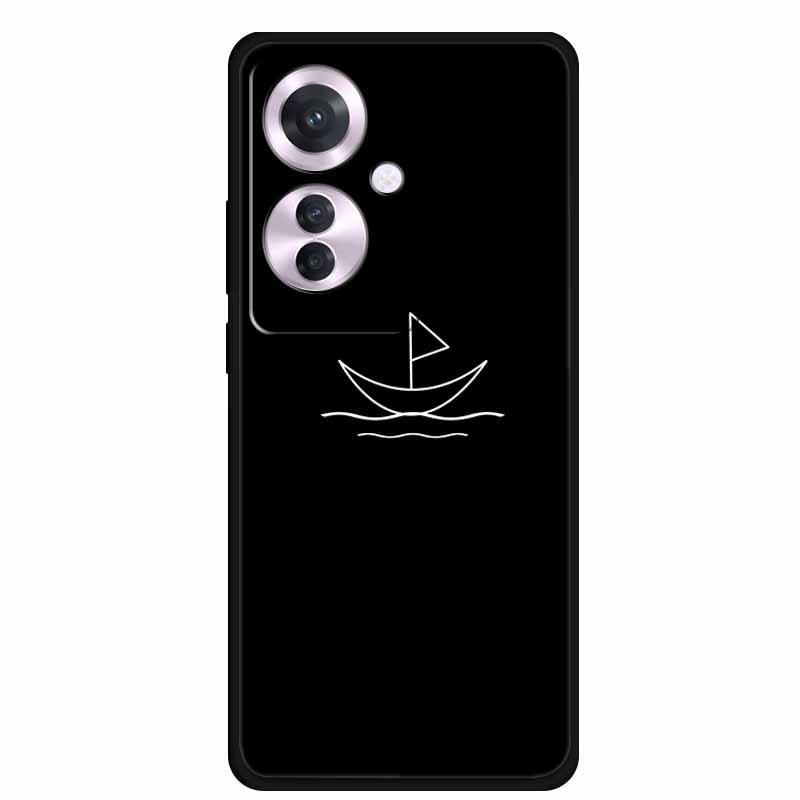 Reno 11F F25 Pro 5G Schwarze TPU Weiche Handyhülle, Einfaches Linien-Design