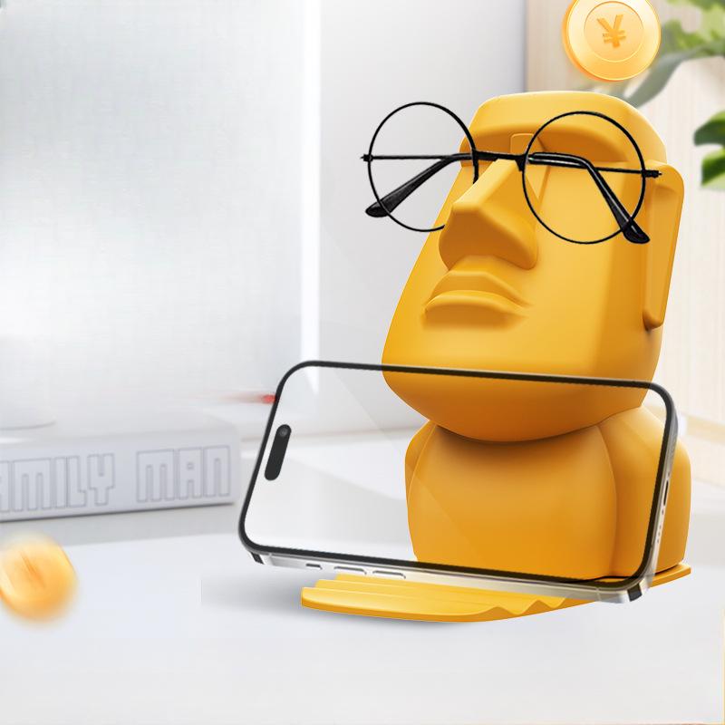 

3-in-1 Creative Phone Stand & Eyeglass Holder - Penny Bank Desk Decor Unique Gift for Birthdays Easter Mother S Day Desk Decor жёлтый