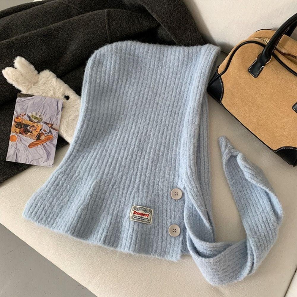 Woolen Material Woolen Knitted Balaclava Ear Protection Neck Protection Knitted Beanie Hat 2 In 1 Design