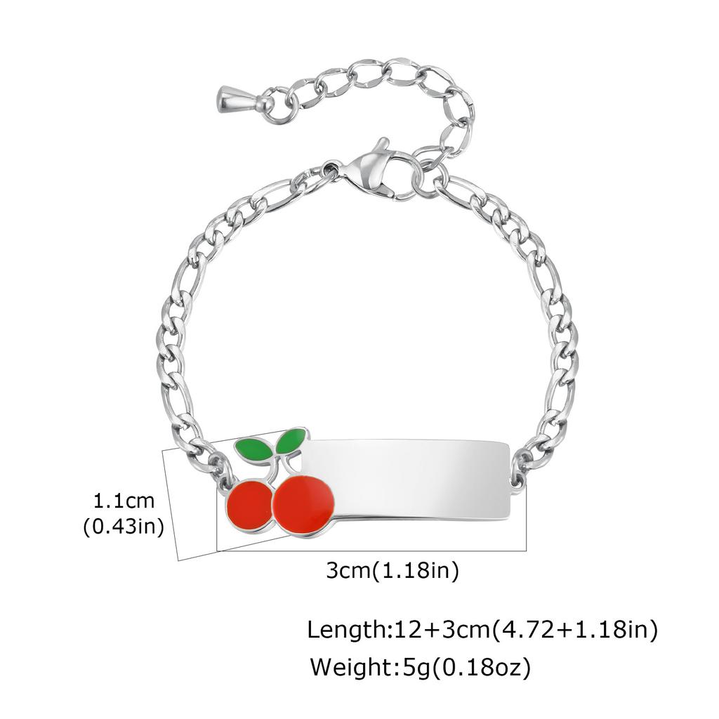 Stainless Steel Three To One Nk Chain Cherry Lettering Personalized Curved Brand Children'S Cute Bracelet Br-2531