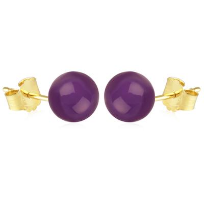 [M7113] - 'Mineralia' Amethyst Gold Plated Earrings - 10 Mm