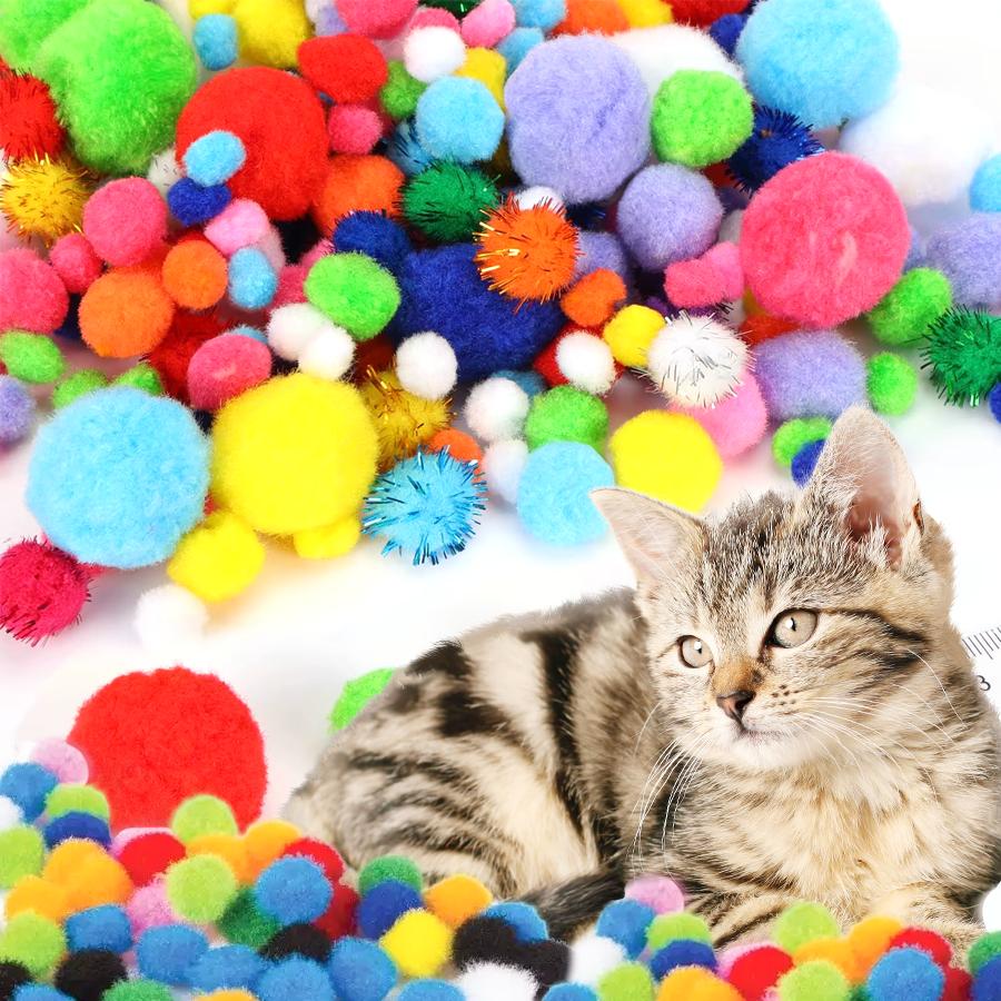 300pcs Fluffy Pom Poms Pet Cat Toys DIY Felt Craft Handmade Sewing Tool Home Decor for Hair Doll Greeting Cards Accessories XJM