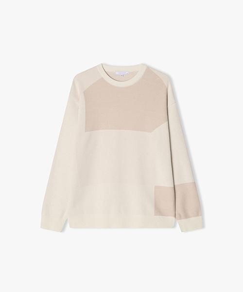 River Classy [25Ss] Lls51520 Ivory Block Jacquard Round Knit 95