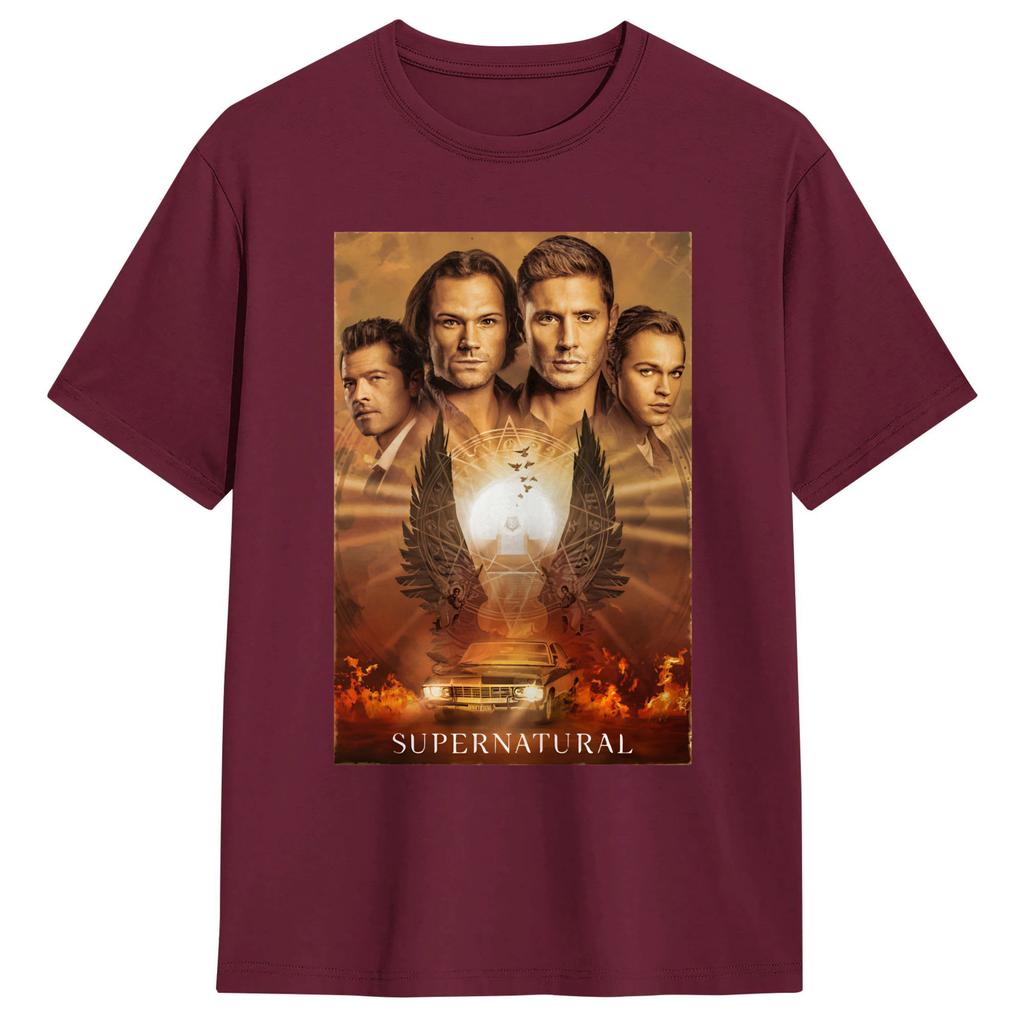 Mens TShirts Impala Supernatural Season Funny 100 Cotton Tee Shirt Short Sleeve T Shirts Round Neck Clothing Plus Size