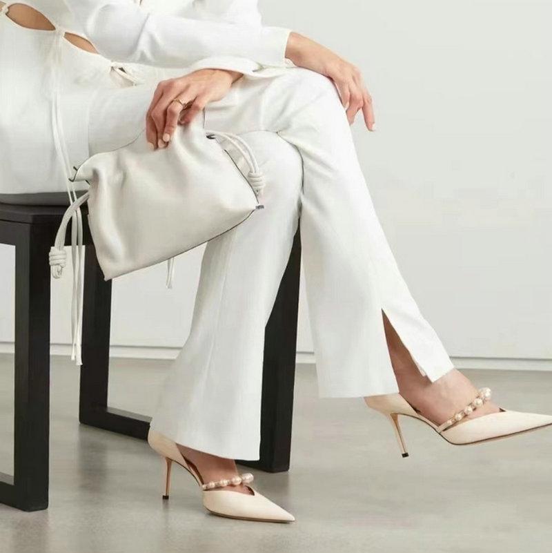 Fashion Star-Style Luxury Pearl Rhinestone Patent Leather Pointed-Toe High Heels For Women Women'S Party Wedding Shoes