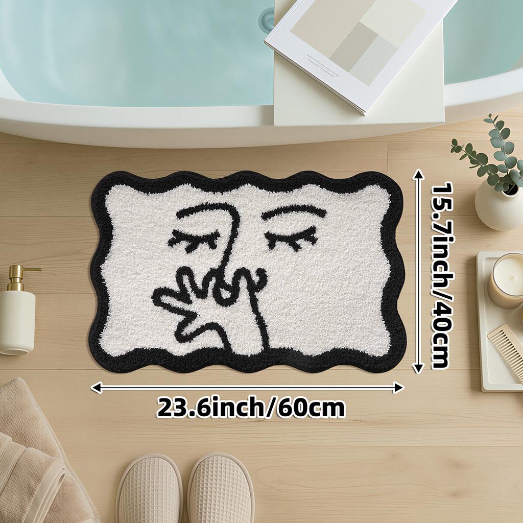 Abstract Art Portrait Bathroom Mat Non-Slip Absorbent Entryway Rug Home Decor