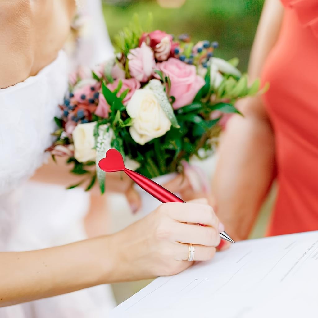 12 červených kuličkových per ve tvaru srdce, Vhodné do školy, kanceláře, pro romantické psaní, svatební knihy hostů, na Valentýna
