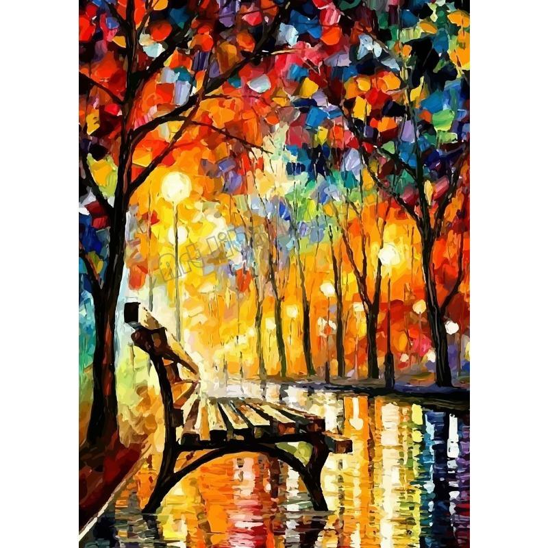Classic Abstract Artwork Rainy Night Couple Landscape Poster Canvas Painting Wall Art Pictures Home Room Interior Decor Gift
