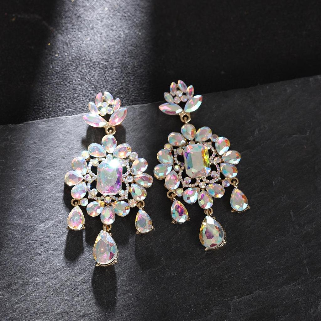 Luxurious Rhinestone Tassel Earrings: Elegant Crystal Studs with a European & American Flair