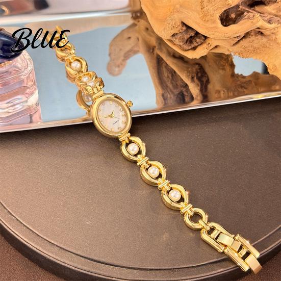 Fashion Chain Strap Watch Ladies Oval Dial Elegant Nacre Surface