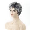 Synthetic Short Wave Wigs With Bangs Women Black Gray Wig Women Layered Hair for Daily Cosplay Heat Resistant Fibre