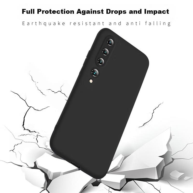 Phone Case for Xiaomi 10, Newly Upgraded Full Coverage Lens Protection Cloud-Feel Silicone Case, Skin-Like Anti-Drop Ultra-Thin Soft, Black