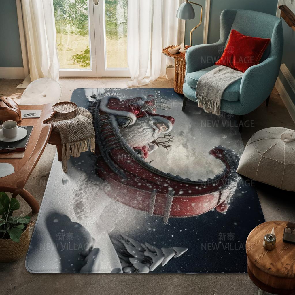 House Entrance Carpet Home Door Mat Living Room Bath Foot Bathroom Non-slip Water Absorption Rugs Bath Merry Christmas Winter