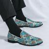 Men's Fashion Pointed Toe Print Pattern Comfort Loafers Formal Shoes for Wedding Prom Dress Homecoming Footwear Designer Style